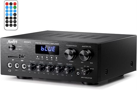 Moukey Home Audio Amplifier, 2.0 Channel Bluetooth 5.0 Stereo Amplifier